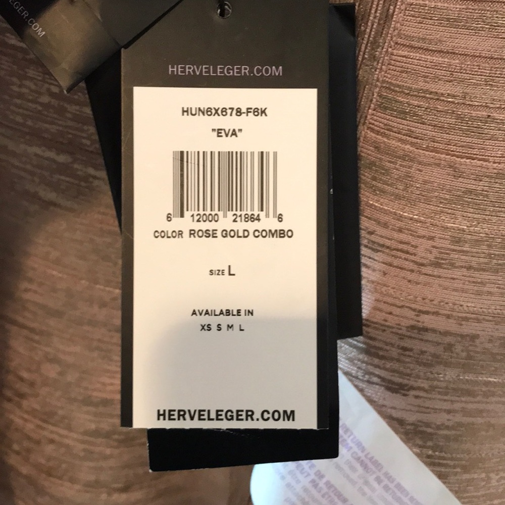 New Herve leger Eva dress in rose gold combo NWT l - Picture 7 of 8